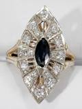 041056 14KT GOLD SAPPHIRE  DIAMOND RING