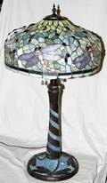 041049 LEADED GLASS DRAGONFLY TABLE LAMP H 36