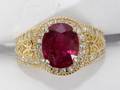 040009 4CT RUBY 6CT DIAMOND  GOLD FILIGREE RING