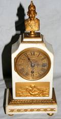 040030 CARRARA MARBLE  DORE BRONZE MANTEL CLOCK