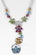 040051 GOLD 96CT GEMSTONE  DIAMOND NECKLACE