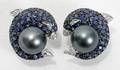 040047 GOLD PEARL 3CT SAPPHIRE  DIAMOND EARRINGS