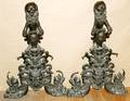 032059 FRENCH BRONZE FIGURAL ANDIRONS H3 W23 D7