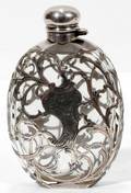 031016 ALVIN STERLING SILVER OVERLAY GLASS FLASK