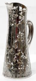 031014 ALVIN STERLING SILVER OVERLAY GLASS WINE EWER