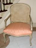 031052 LOUIS XV STYLE WHITE CANE BACK CHAIR