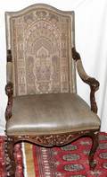 030016 CARVED WALNUT OPEN ARM CHAIRS 20TH C 2