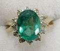 030034 43CT COLOMBIAN EMERALD DIAMOND  GOLD RING
