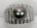 030061 4CT DIAMOND TAHITIAN PEARL  WHITE GOLD RING