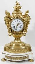 022031 ROBERT OSMOND LOUIS XVI BRONZE  MARBLE CLOCK