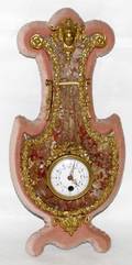022065 FRENCH BRONZE  VEINED PINK MARBLE WALL CLOCK