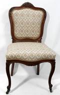 022057 FRENCH HAND CARVED WALNUT SIDE CHAIR C 1910