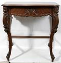 021020 FRENCH STYLE CARVED WALNUT CONSOLE C 1930