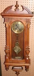 020031 EUROPEAN FRUITWOOD WALL CLOCK 19TH C H 37