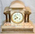 020030 FRENCH ONYX  BRASS MANTEL CLOCK 20TH C H12