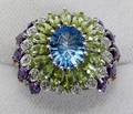 020052 COLORFUL GEMSTONE TOPAZ DIAMOND  GOLD RING