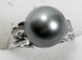 020048 DIAMOND TAHITIAN PEARL  WHITE GOLD RING