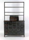 Pennsylvania or New York painted poplar apothecary cabinet early 19th c