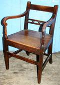 090066 AMERICAN ARTS  CRAFTS OAK ARM CHAIR C1900