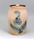 Stoneware lidded crock 19th c
