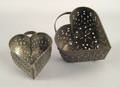 Two pierced heart form cheese molds 19th c