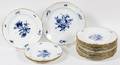 MEISSEN BLUE FLORAL PORCELAIN DESSERT PLATES
