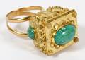 18KT YELLOW GOLD  TURQUOISE POISON RING