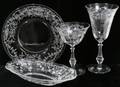 081108 FOSTORIA CRYSTAL PLATES GOBLETS  CHAMPAGNES