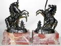 071096 SPELTER MARLEY HORSES MOUNTED AS LAMPS