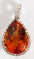 13CT ORANGE CITRINE  52CT DIAMOND PENDANT
