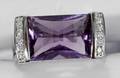 090106 12CT AMETHYST 14K GOLD SAPPHIRE  DIAMOND RING