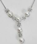 090104 CULTURED PEARL DIAMOND  14K GOLD NECKLACE