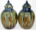090123 BELGIAN POTTERY GINGER JARS PAIR H15