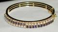 071146 GOLD 2CT BLUE SAPPHIRE PEARL BANGLE BRACELET
