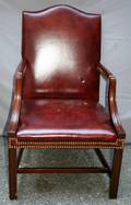 071123 MAHOGANY  LEATHERUPHOLSTERED ARMCHAIR