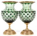 MARTIN BENITO FRENCH CUT CRYSTAL AND BRONZE URNS