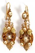 14KT YELLOW GOLD  PEARL DROP EARRINGS PAIR