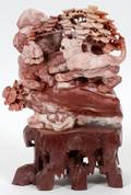 CHINESE CARVED PINK SOAPSTONE TIGERS