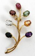081172 18KT GOLD BROOCH W GEMSTONES 7 GRAMS L 2