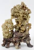 CHINESE CARVED SOAPSTONE BIRD GROUP