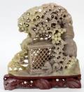 CHINESE CARVED SOAPSTONE SQUIRRELS  FOLIAGE