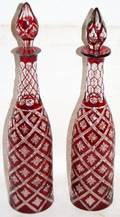 090217 PAIR OF BOHEMIAN GLASS DECANTERS C1920 H153