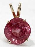 090201 35 CT PINK TOURMALINE  14K GOLD PENDANT