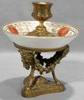 081239 FRENCH PORCELAIN  BRONZE CANDLESTICK 19TH C