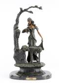 After Icart Florist Bronze Figural Sculpture