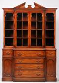 KITTINGER MAHOGANY SECRETARY BREAKFRONT 1940S