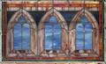 LEADED STAINED GLASS WINDOW CIRCA EARLY 20TH C