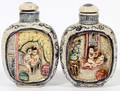 CHINESE EROTIC PORCELAIN SNUFF BOTTLES TWO PIECES
