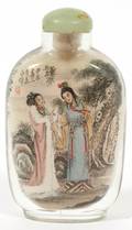 CHINESE PAINTED CRYSTAL SNUFF BOTTLE