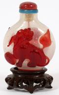 CHINESE PEKING GLASS OVERLAY SNUFF BOTTLE 19TH C